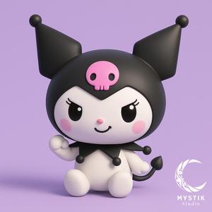 Kuromi cartoon style 3D STL - Kawaii Sanrio collectible figure