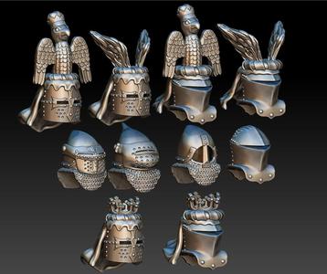 Minifigure Helmet Set 2 (tournament helms and bacinets)