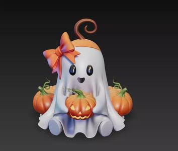 Pumpkin Ghost - Stylized Halloween 3D Model