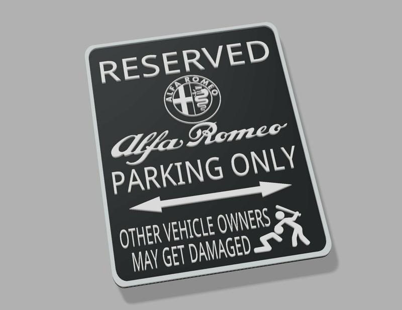 Alfa Romeo Giulia Stelvio Tonale Quadrifoglio Delta Integrale GTA Workshop Garage Parking Sign #2