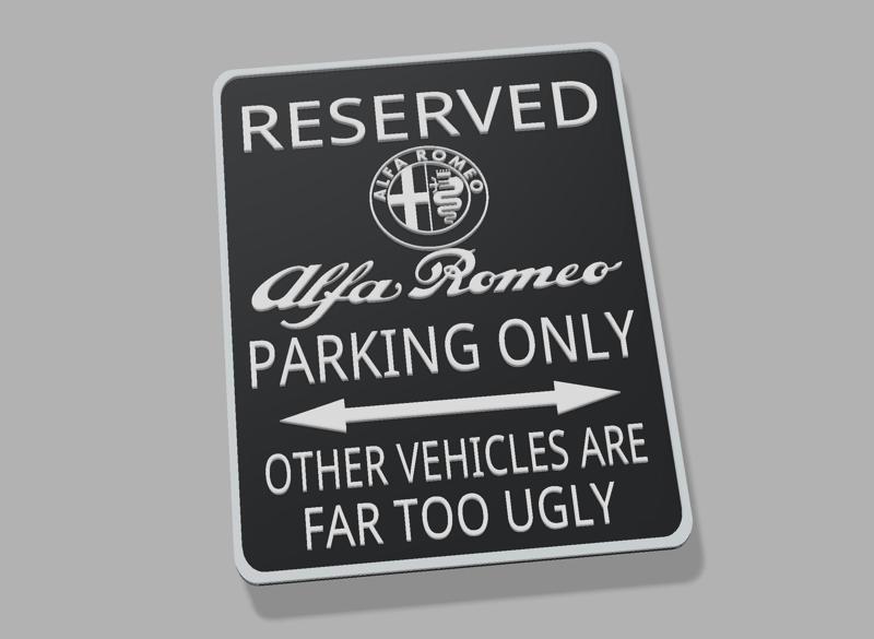 Alfa Romeo Giulia Stelvio Tonale Quadrifoglio Delta Integrale GTA Garage Workshop Parking Sign #1
