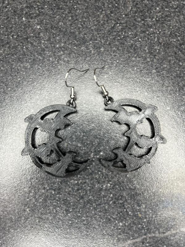 Bat Silhouettes on Crescent Moon earrings