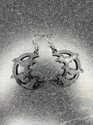 Bat Silhouettes on Crescent Moon earrings