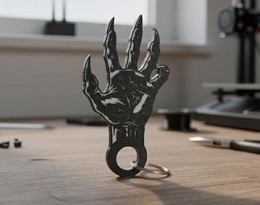 Key ring with gloomy hand