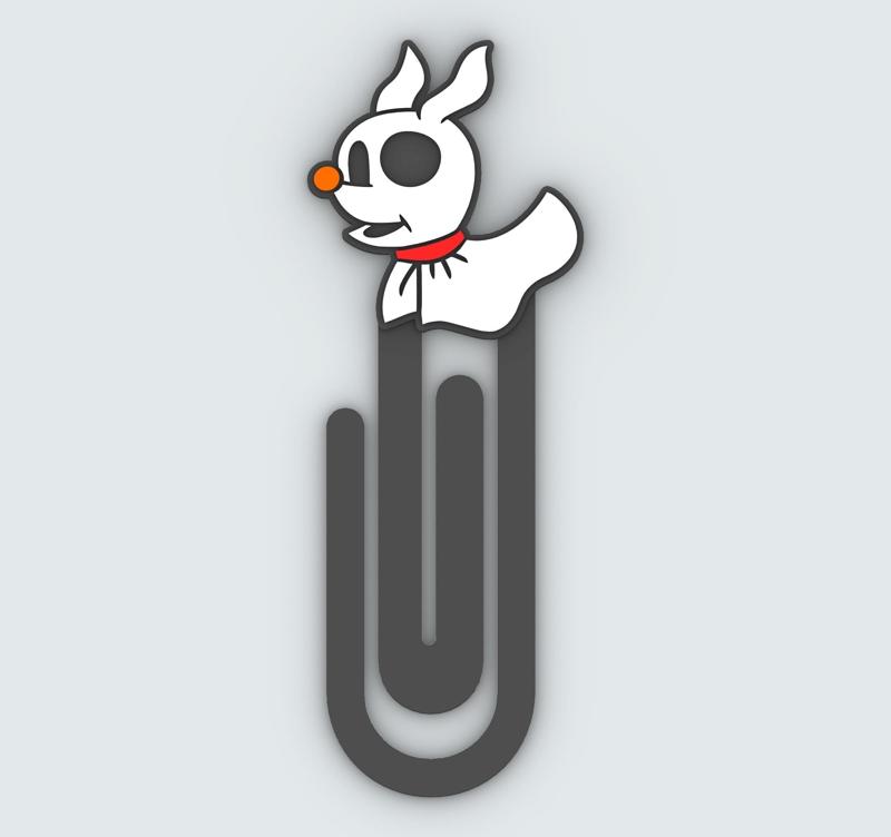 Paperclip ZERO JACK GHOST DOG - bookmark - 3MF pre-painted , STL