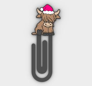 Paperclip highland cow christmas - bookmark - 3MF pre-painted , STL