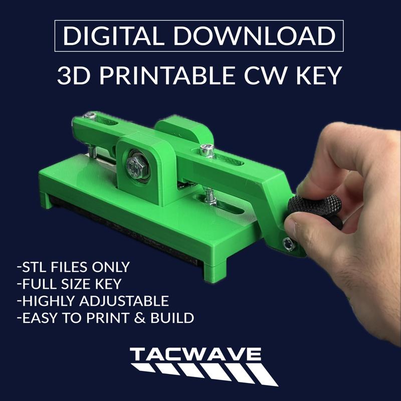 TACWAVE 3D PRINTABLE LARGE FULL SIZE CW MORSE STRAIGHT KEY