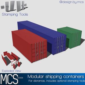 Modular Shipping Containers for Diorama with stamps