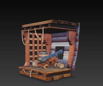 Ship Cannon Room Diorama – Nautical Scene Model