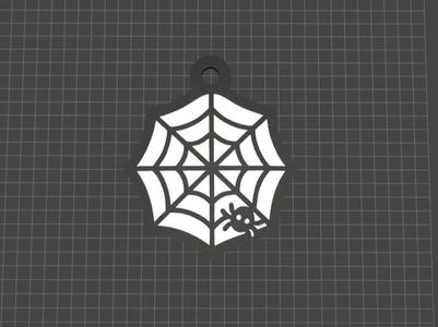 Spider Web Keychain Charm with Cute Spider 