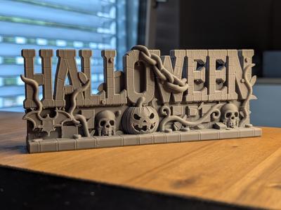 Halloween Haunted Sign with Skulls & Pumpkin