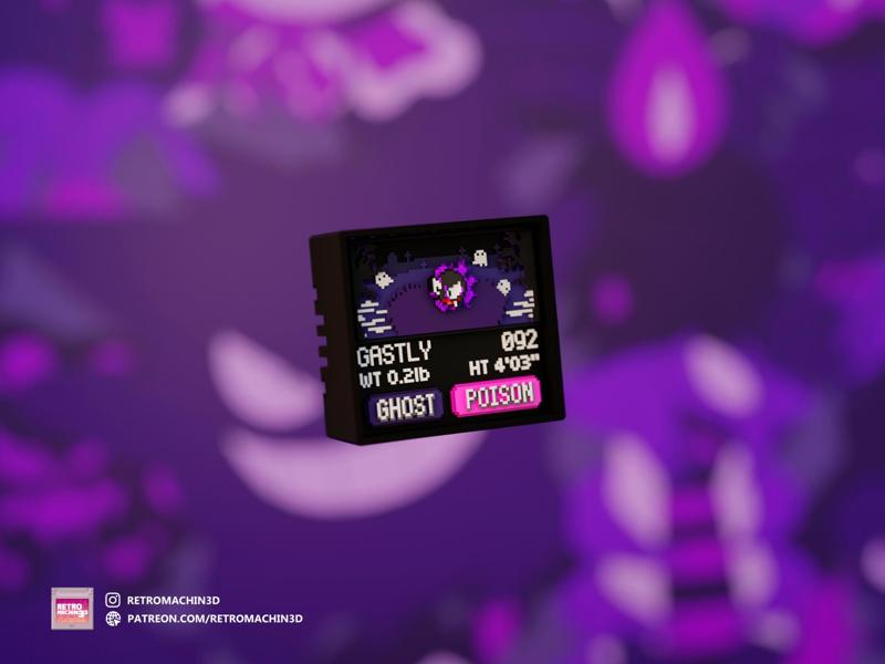 #0092 - Gastly ghost pokedex screen