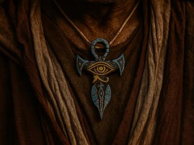 Eye of Ra and Eye of Horus double sacred amulet