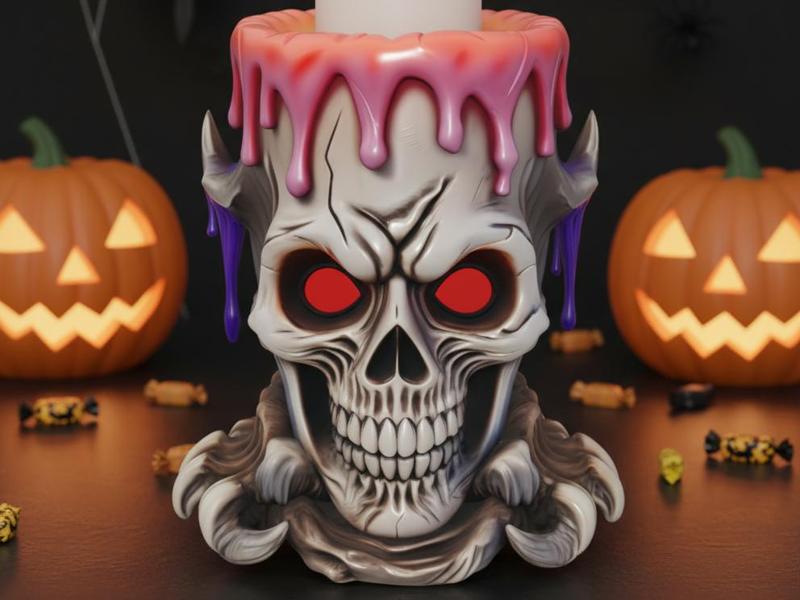 Gothic skull candle holder