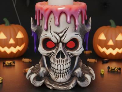 Gothic skull candle holder