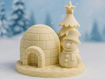 Winter Magic with Igloo and Snowman
