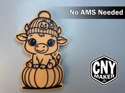 Adorable Highland Cow Halloween Wall Art - No AMS