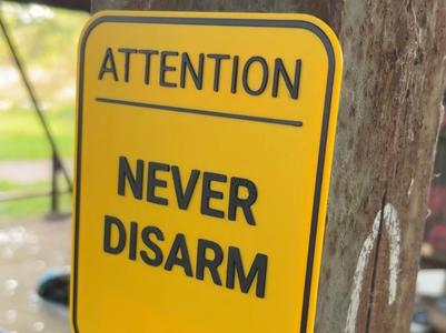 Never Disarm sign for FPV bando