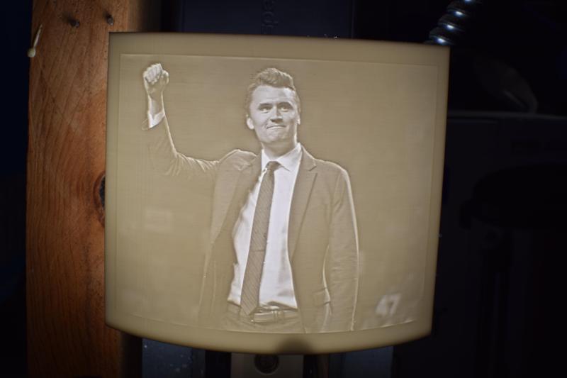 Charlie Kirk lamp lithophane