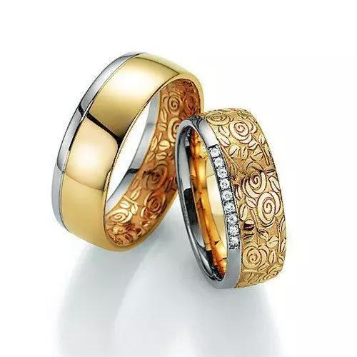 wedding rings with rose flora pattern 748