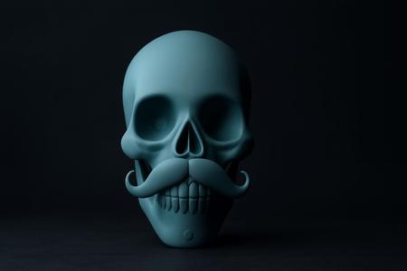 Skull with Mustache – Unique Gothic Home Decor, Halloween Decoration, Quirky Desk Ornament