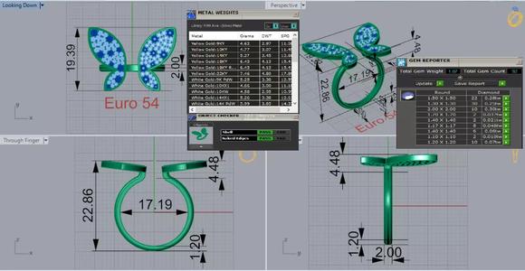 White Gold Butterfly STL 3D Ring with Gemstones Model jr00191