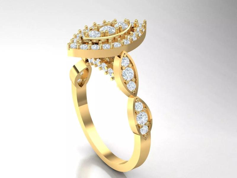 White Natural Diamond Fashion Ring In 10k Yellow Gold 1WR93