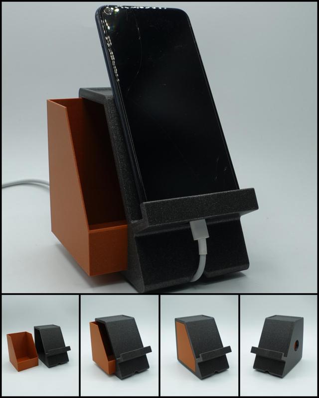 Advanced Smartphone Stand with slide-in-drawer (for your next long video call)
