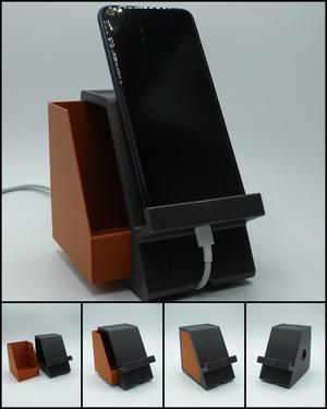 Advanced Smartphone Stand with slide-in-drawer (for your next long video call)