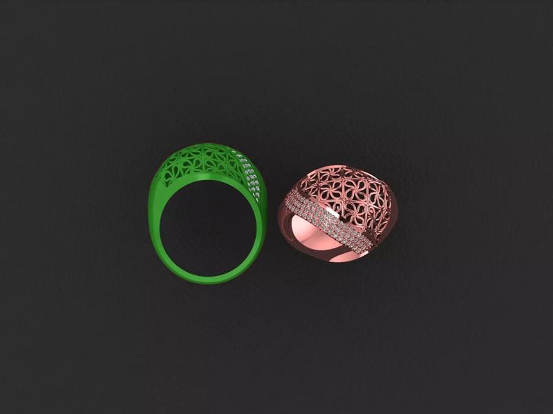 Wire Mesh Diamond Ring
