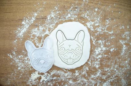 French buldog cookie cutter and stamp, dough fondant and clay embossers, cutters and tools