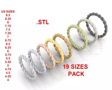 Ladies Rope Ring 19 SIZES PACK