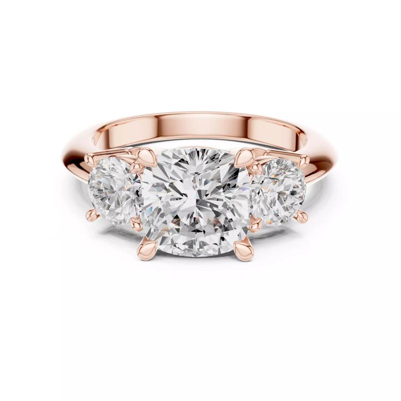 Three Stone Cushion and Round Diamond Wedding Ring 3DM STL Video