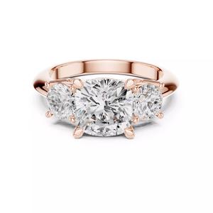 Three Stone Cushion and Round Diamond Wedding Ring 3DM STL Video