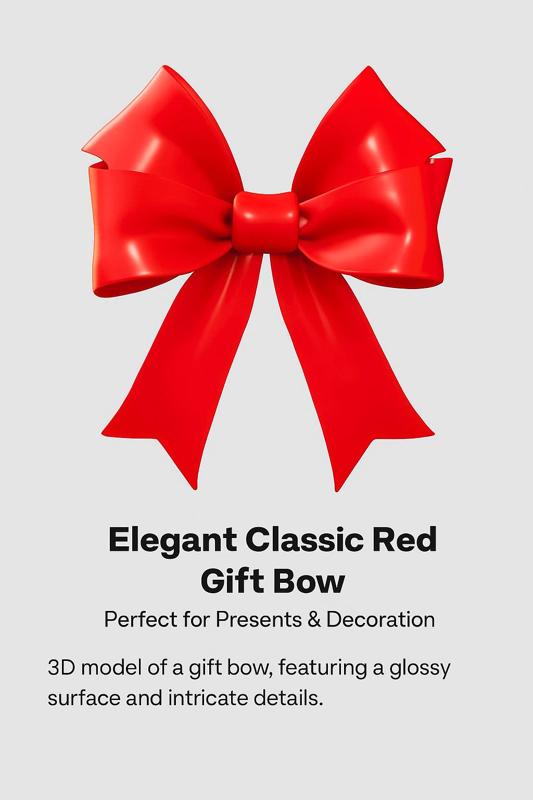 🎀 Elegant Classic Red Gift Bow – 3D Printable Decoration