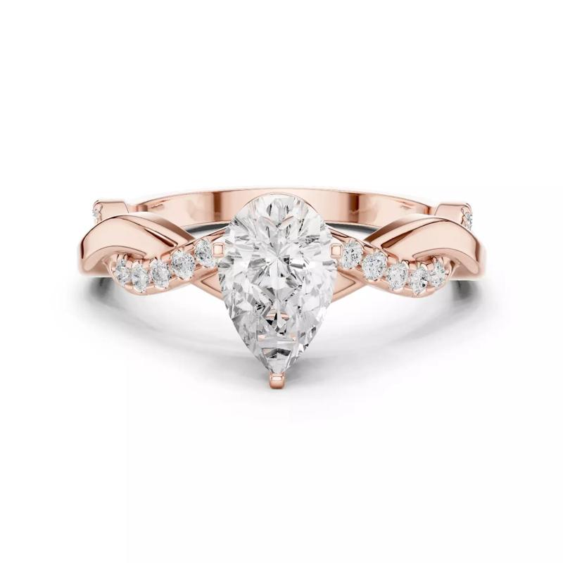 Twisted Shank Pear Cut Engagement Wedding Ring 3DM STL Video