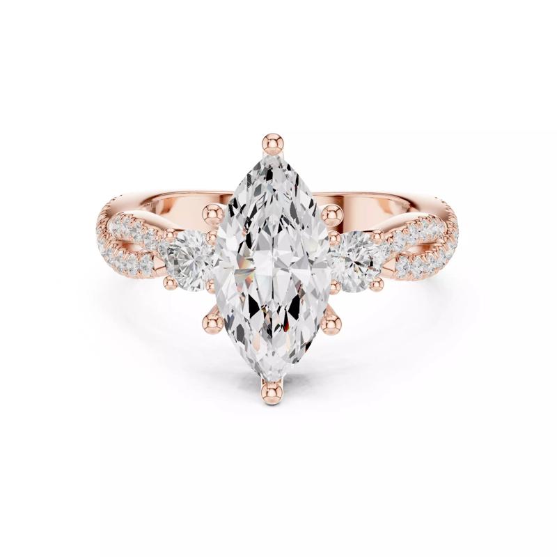 Twisted Shank Marquise Cut Diamond Wedding Ring 3DM STL Video