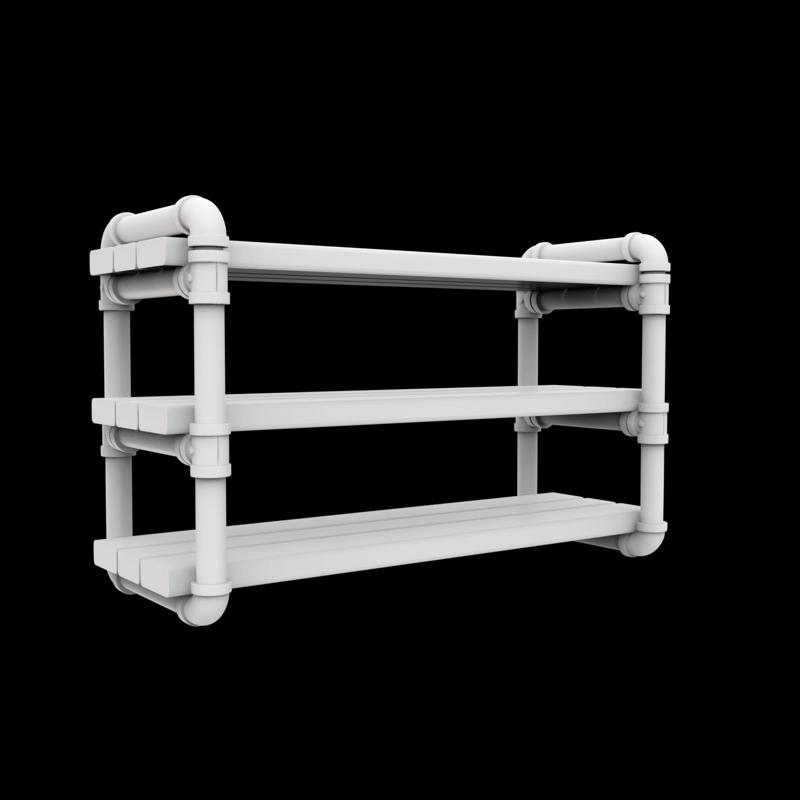 Industrial Pipe Shelf 3D Printable Model