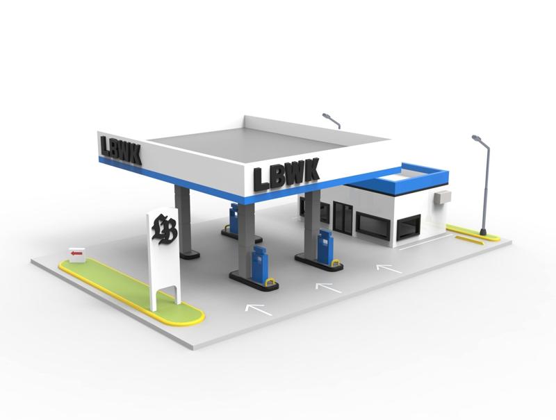 LIBERTY WALK GASOLINE STATION DIORAMA 1/64 - SERVICE STATION LBWK