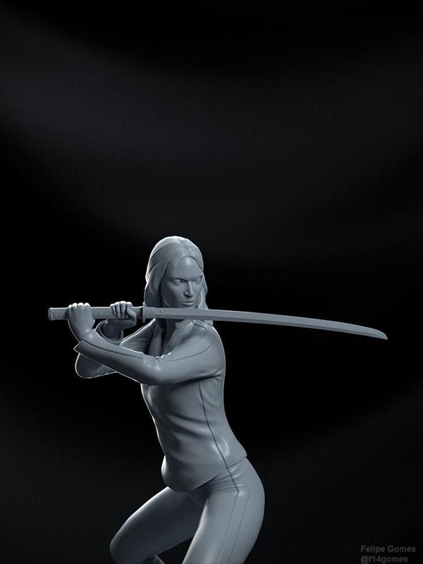 Kill Bill sculpture the bride Uma Thurman 3D