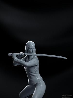Kill Bill sculpture the bride Uma Thurman 3D