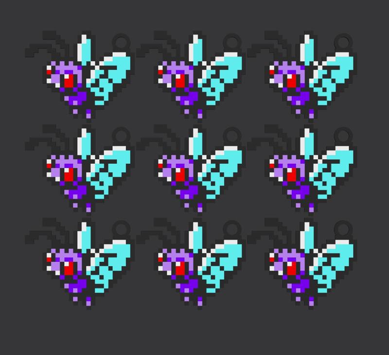Butterfree pixel art keychain