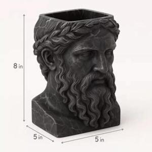 Marble Pen Holder with Ancient Greek God Head Statue