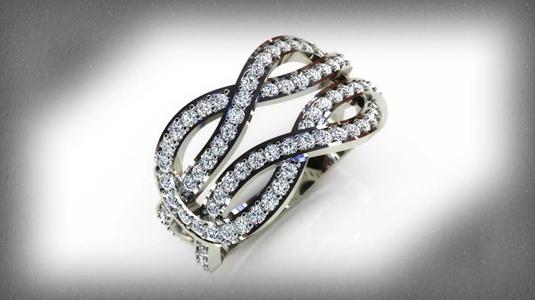 Knotted gold diamond ring