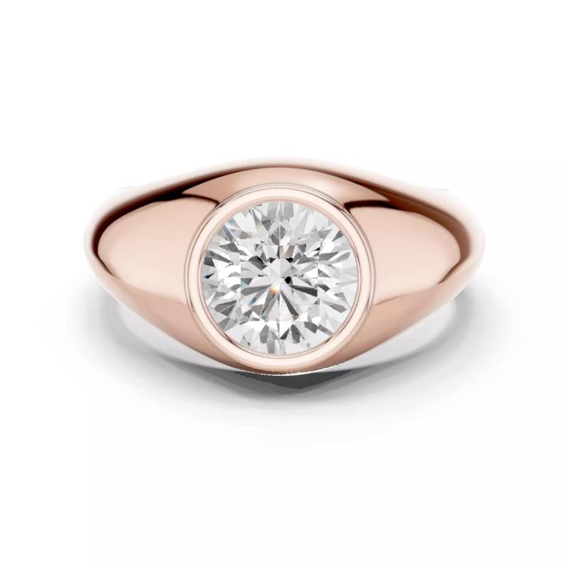 Solitaire Round Cut Diamond Bezel Set Signet Ring 3DM STL Video