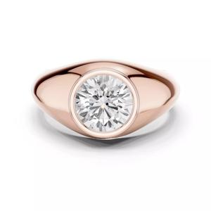Solitaire Round Cut Diamond Bezel Set Signet Ring 3DM STL Video