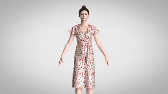 Ladies Wrap Dress | Marvelous / Clo3d / obj / fbx