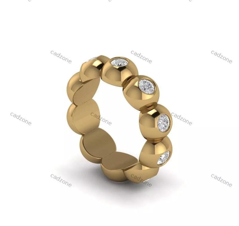 Beaded Diamond Eternity Band-3D Model