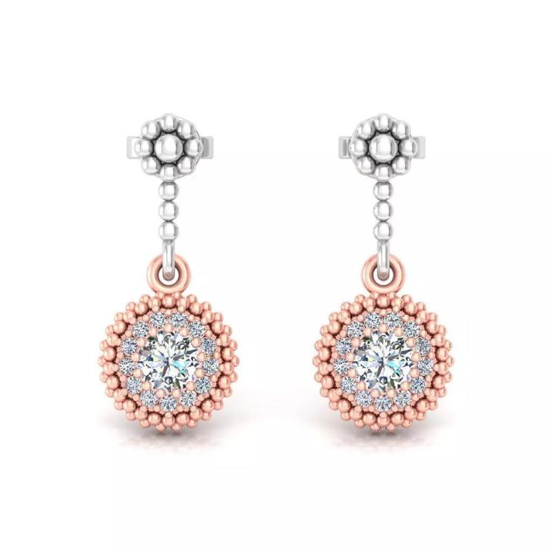 Two Tone Diamond Beaded Drop Earrings