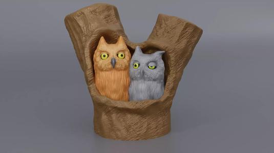 Eastern screech owl pair